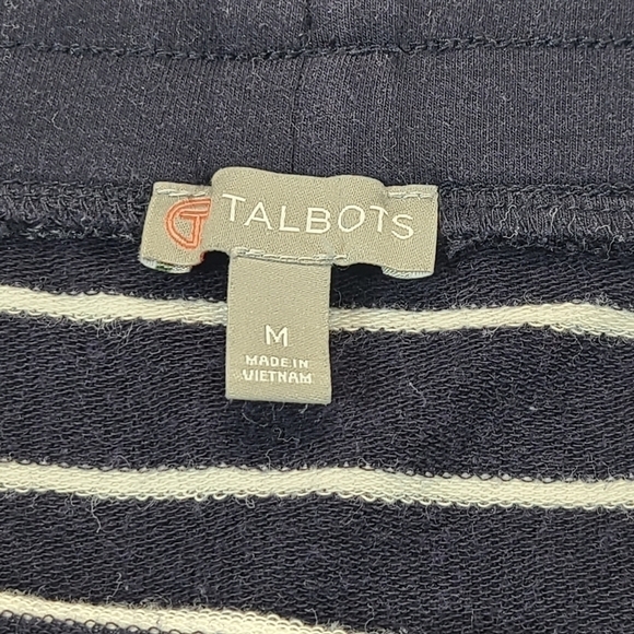 Talbots Cotton Modal Stripe Mini Skirt Black White Drawstring Waist, Size Medium - Picture 11 of 14